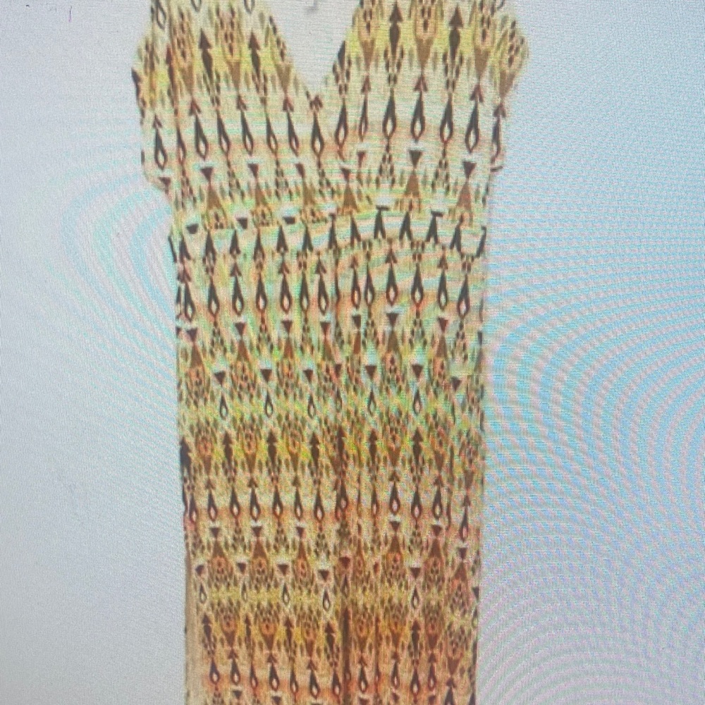 J Jill tribal boho cat eye midi dress size large petite slit on one side